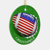 USA Football Tearing Out Christmas  Keramisch Ornament (Rechts)