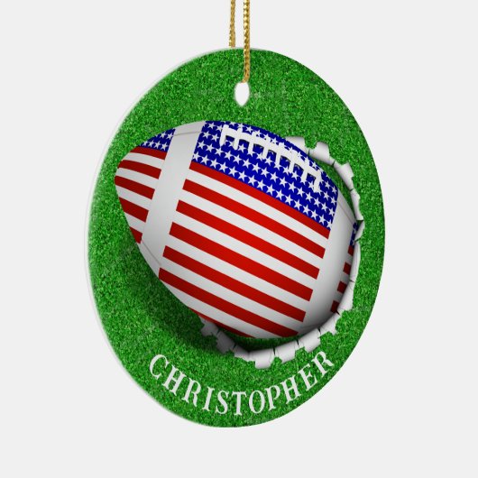 USA Football Tearing Out Christmas  Keramisch Ornament (Rechts)