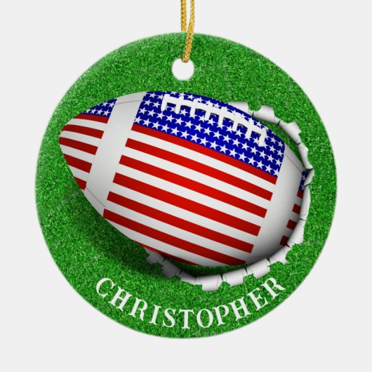 USA Football Tearing Out Christmas  Keramisch Ornament (Voorkant)
