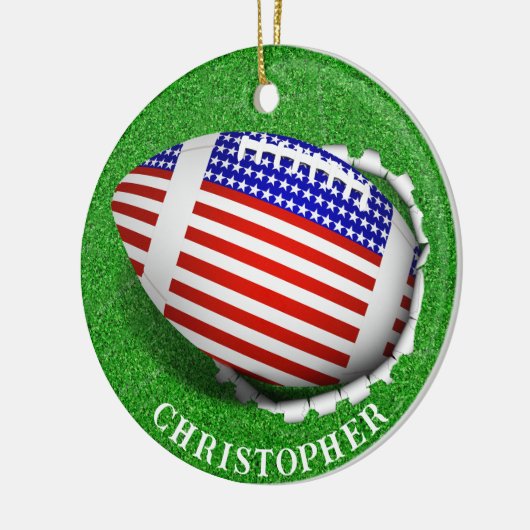 USA Football Tearing Out Christmas  Keramisch Ornament (Links)