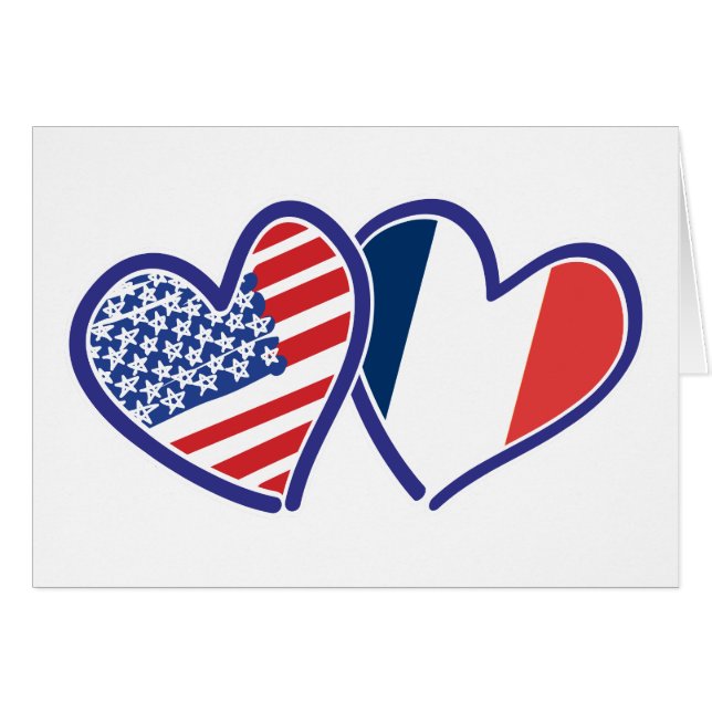 USA France Love Hearts (Voorkant Horizontaal)