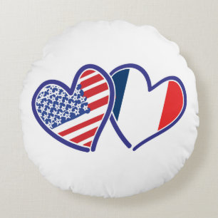 USA—France—Love Rond Kussen
