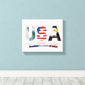 "USA – Freedom Is a State of Mind" Canvas Afdruk (Insitu (Houten vloer))