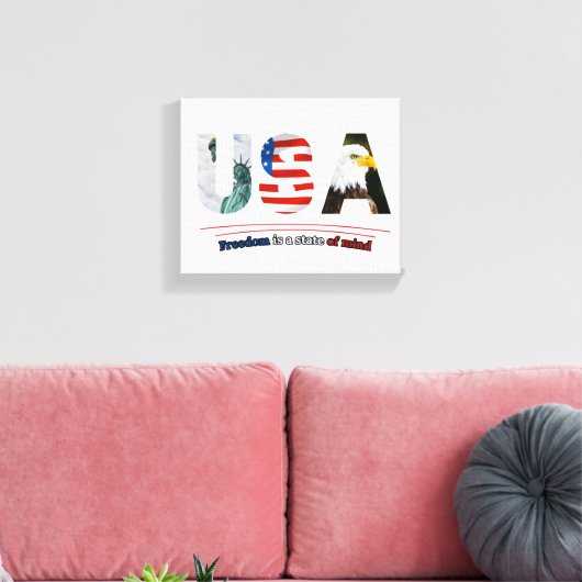 "USA – Freedom Is a State of Mind" Canvas Afdruk (Insitu (Woonkamer))