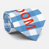 USA Freedom Patriotic Stripes Stars and Plaid Blue Stropdas (Opgerold)