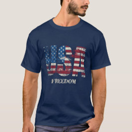 USA - FREEDOM RED, WHITE, AND BLUE PATRIOTIC T-SHIRT