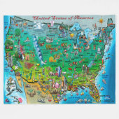 USA Fun Map Fleece Blanket (Voorkant (Horizontaal))
