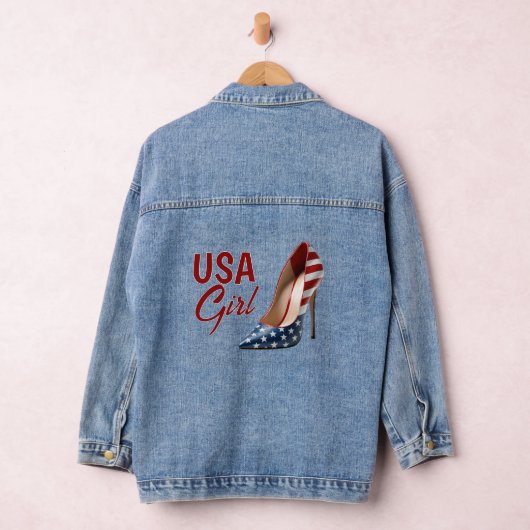 USA GIRL Flag High Heel Shoe Denim Jacket (Hangar)
