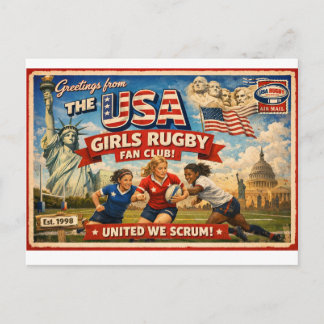 USA Girls Rugby Team Fan Club Postkaart