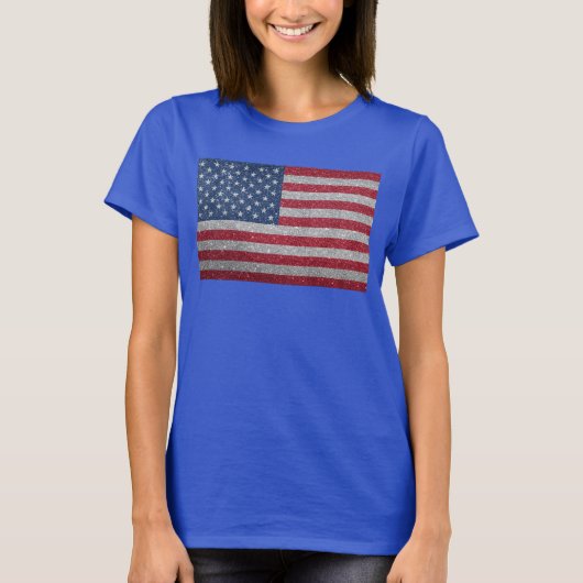 USA Glitter look Vlag van juli T-shirt (Voorkant)