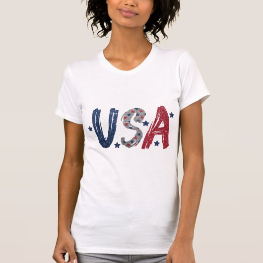 USA Glitter Patriottisch T-shirt (Voorkant)