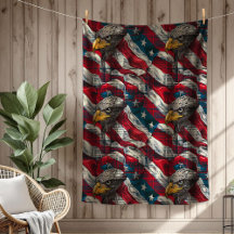 USA Glory Blanket Eagle and Flag for July 4th