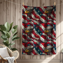 USA Glory Blanket Eagle and Flag for July 4th Fleece Deken