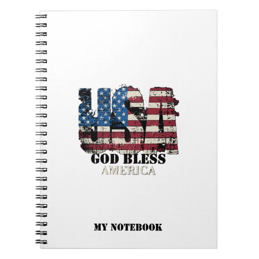 USA God Bless America Notitieboek (Voorkant)