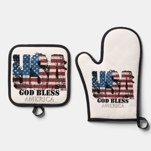 USA God Bless America Ovenwant & Pannenlap Set (Voorkant)
