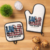USA God Bless America Ovenwant & Pannenlap Set (Top down)