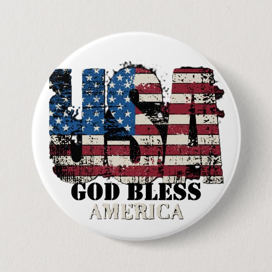 USA God Bless America Ronde Button 7,6 Cm (Voorkant)