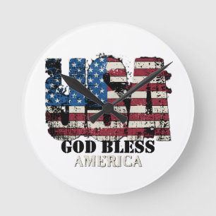 USA God Bless America Ronde Klok