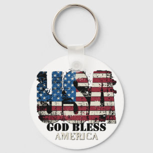 USA God Bless America Sleutelhanger