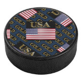 USA GOLD HOCKEY PUCK (3/4)