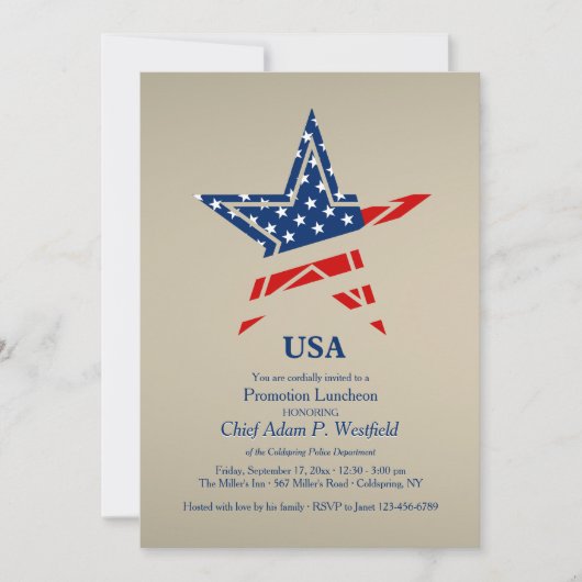 USA Gold Patriotic Uitnodiging (Voorkant)