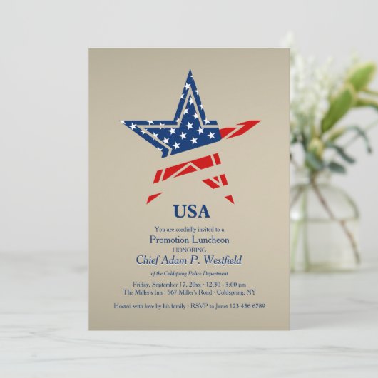 USA Gold Patriotic Uitnodiging (Staand voorkant)
