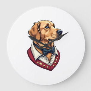 USA Golden Retriever Vintage Patriottisch Hond Shi Grote Klok