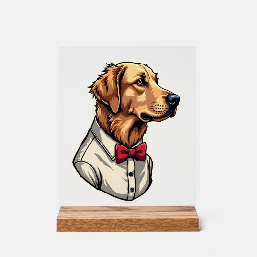 USA Golden Retriever Vintage Patriottische Hond Sh Acryl Bord (Voorkant)