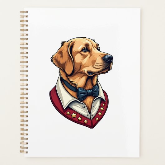 USA Golden Retriever Vintage Patriottische Hond T- Planner (Voorkant)