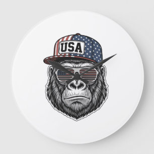 USA Gorilla Vintage Gravure Patriottisch T-shirt D Grote Klok