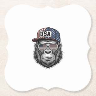 USA Gorilla Vintage Gravure Patriottisch T-shirt D Kartonnen Onderzetters