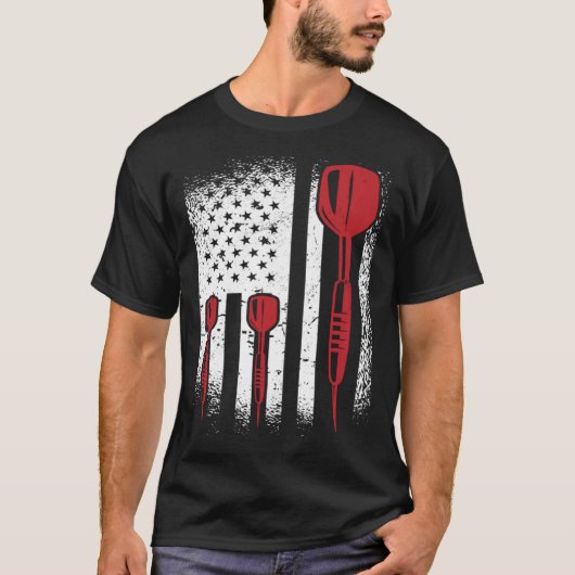 USA Graphic Dart Player Darts Dartboard Bullseye T T-shirt (Voorkant)