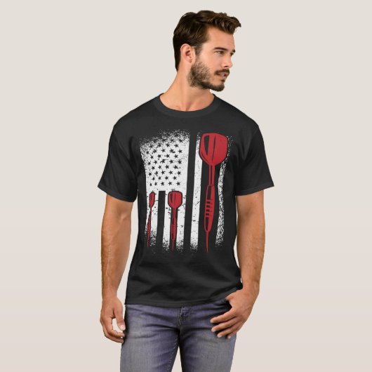 USA Graphic Dart Player Darts Dartboard Bullseye T T-shirt (Voorkant volledig)