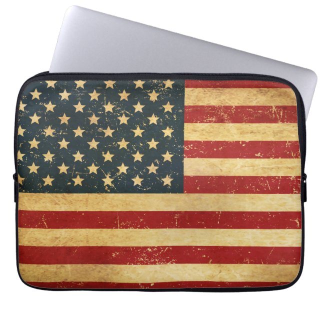 USA  Grunge Flag Laptop Sleeve (Voorkant)