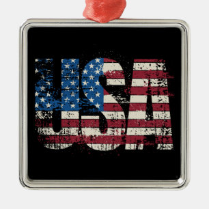 USA grunge tekst ontwerp met vlag Metalen Ornament