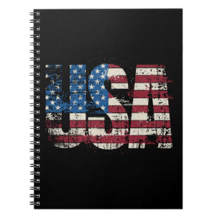 USA grunge tekst ontwerp met vlag Notitieboek