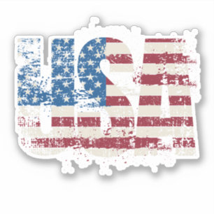 USA grunge tekst ontwerp met vlag Sticker
