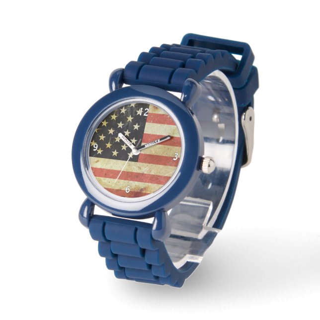 USA Grunge Vlag Horloge (Hoek)