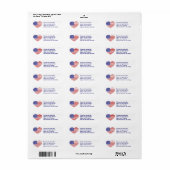 USA Hart Vlag Sterren & Strepen in Crayon Stijl Etiket (Full Sheet)