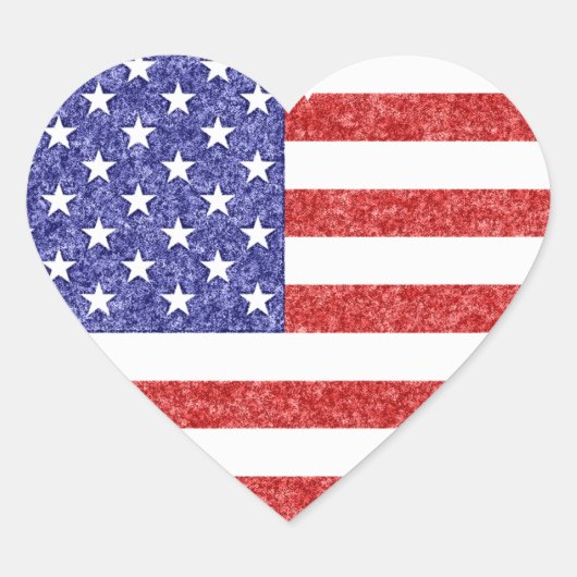 USA Hart Vlag Sterren & Strepen in Crayon Stijl Hart Sticker (Voorkant)