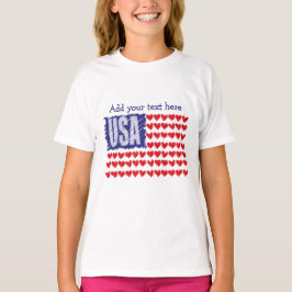 USA Harten Vlag Gepersonaliseerd T-shirt