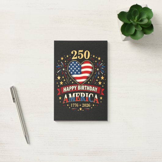 Usa Hartjes 1776 2026 4 Juli Post-it® Notes (Kantoor)