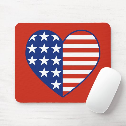 USA Heart Flag Mousepad Muismat (Met muis)