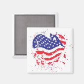 USA-Heart-Paint-Splatter Magneet (Voorkant / Achterkant)