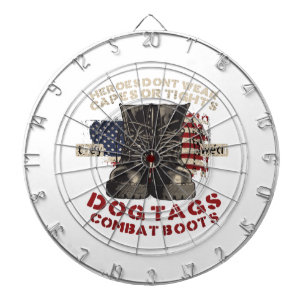 USA Helden dragen Dog Tags Combatlaarzen Dartbord