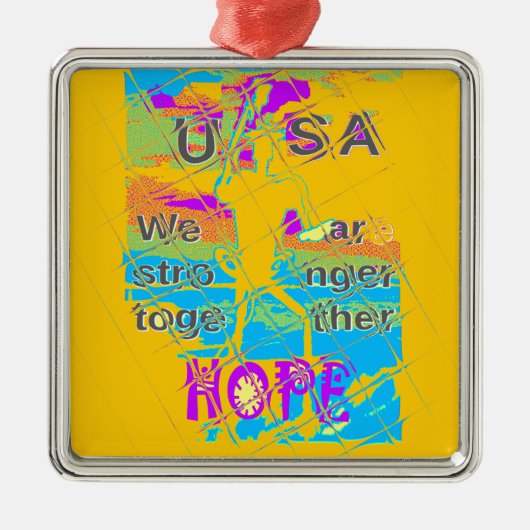 USA Hillary Hope Stronger Samen Metalen Ornament (Voorkant)