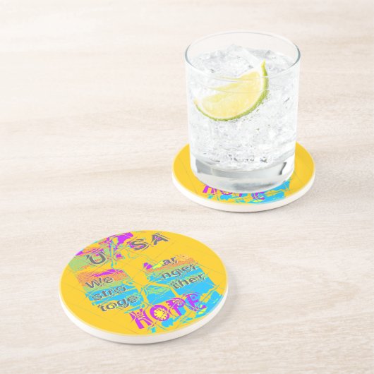 USA Hillary Hope Stronger Samen Zandsteen Onderzetter (Zijkant)