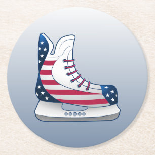USA-hockeyschaatsen met sterren en strepen Ronde Kartonnen Onderzetter