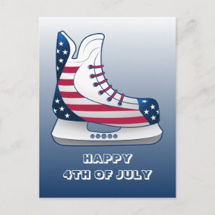 USA-hockeyschaatsen voor 4 juli Feestdagenkaart