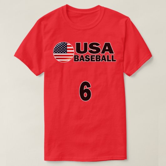 USA honkbal nummer 6 Tshirt ontwerp (Design voorkant)